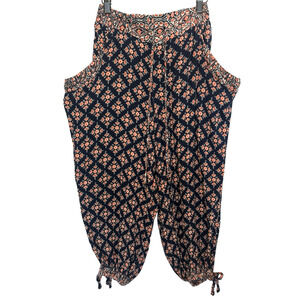 Angie Jogger Harem Pants Size L Beach‎ Tropical Floral Hippie Oversized Pockets